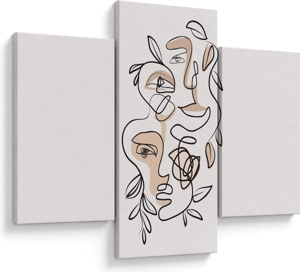 Obraz - Line art tváre (90x60 cm)
