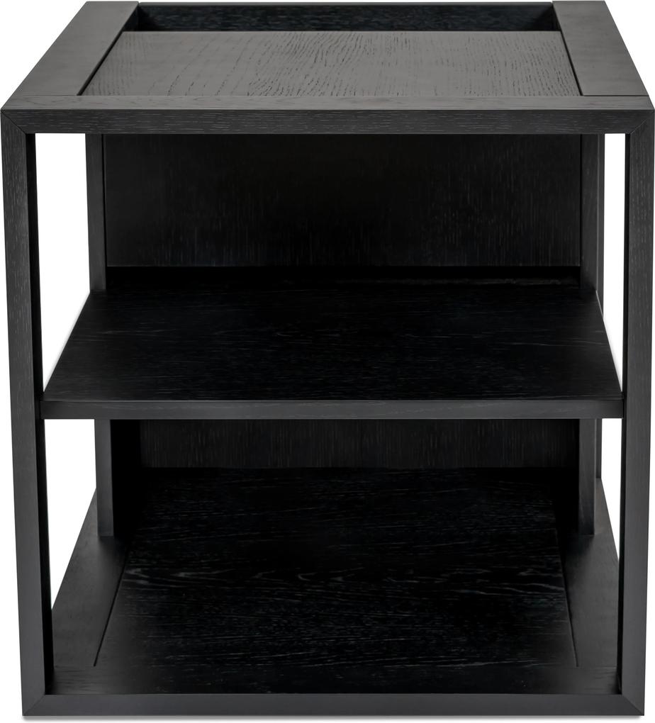 Woodman Cube bočný stolík dub/čierna, béžová/čierna