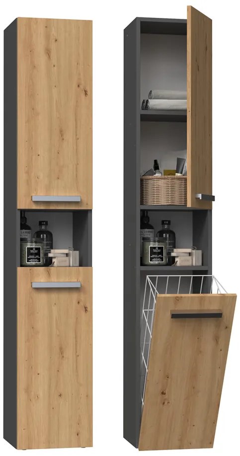 Kúpeľňová skrinka Neltossa 12 (antracit + dub artisan). Akcia -19%. Vlastná spoľahlivá doprava až k Vám domov. 1133011