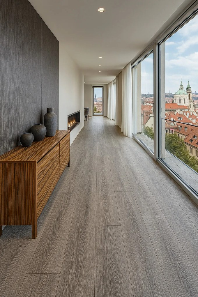Gerflor, PVC podlaha - lino Flexar Nerok 1430 Oak Select Dark Grey, na mieru, šíře 2m,4m, šedá, bez podkladu, chodba / predsieň