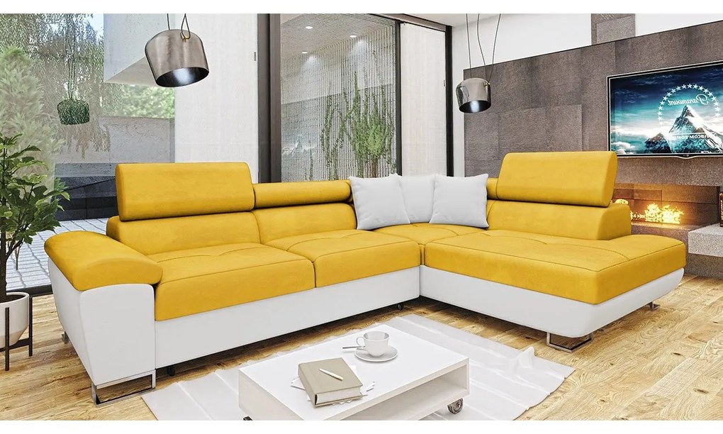 Rohová sedačka Alvin, Dostupné poťahy: ekokoža Soft 017 + Uttario Velvet 2971 + Kronos 02, Strana: ľavá