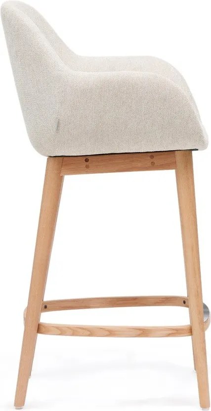Béžová čalúnená barová stolička s podrúčkami (výška sedadla 66 cm) Konna – Kave Home