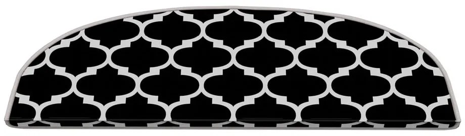 Čierno-biele nášľapy na schody v súprave 16 ks 20x65 cm Madalyon – Vitaus