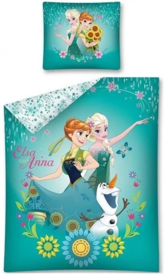 Bavlnené posteľné obliečky Ľadové kráľovstvo - Frozen - motív Elsa & Anna - 100% bavlna - 70 x 90 cm + 140 x 200 cm