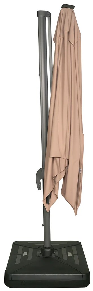 Záhradný slnečník Houseland Vexon s LED osvetlením 300x300 cm svetlohnedý