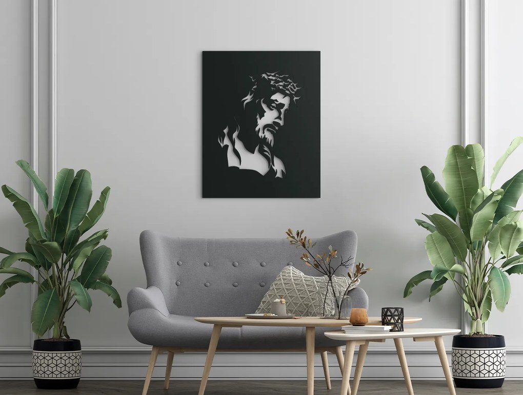 drevko Drevený obraz Ježiš s tŕňovou korunou Rozmer obrazu: 40,5 x 32,5 cm, Farba dekorácie: Čierna