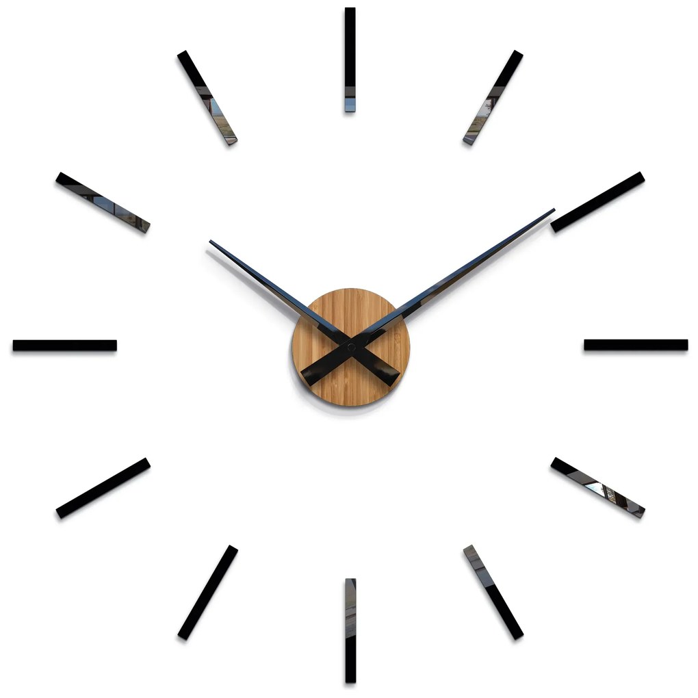 Nástěnné samolepící hodiny Cezar 65 cm černé/hnědé