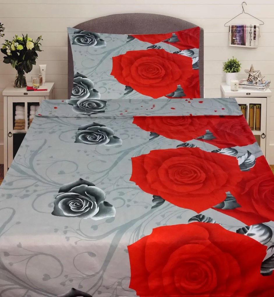 HOD Obliečky JARA červená Bavlna 70x90 140x200 cm