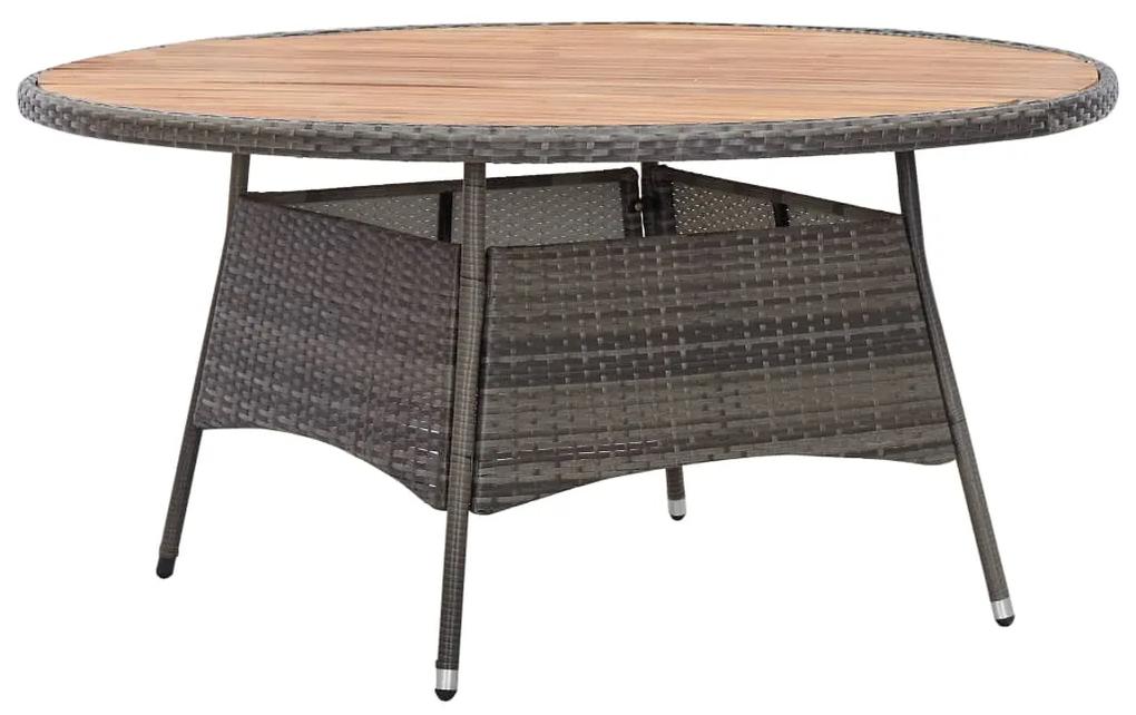 Záhradný stôl sivý 150x74 cm polyratan a akáciové drevo 46072
