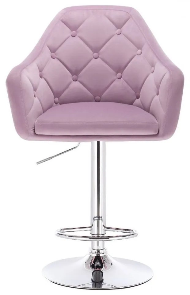 LuxuryForm Barová stolička ANDORA VELUR na striebornom tanieri - fialová