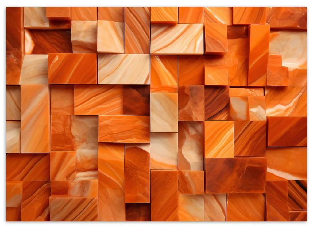 Fototapeta, Oranžová kostka 3D - 200x140 cm