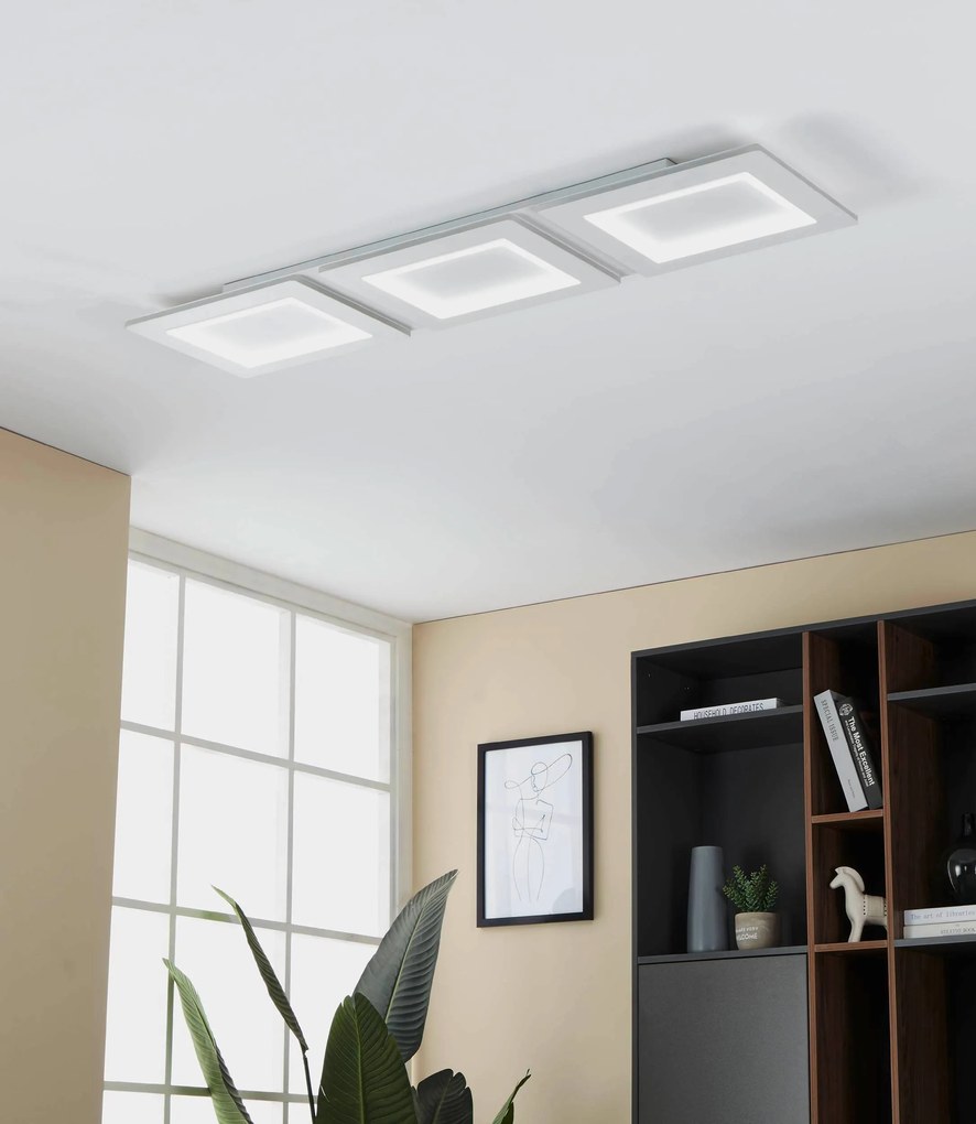 EGLO LED múdre prisadené osvetlenie PADROGIANO-Z, 42,5 W, teplá biela-studená biela, RGB, biele, hranaté