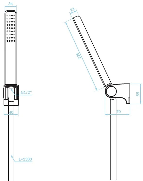 Kuchinox ARES, ručná bodová sprchová súprava, čierna matná, LAV-NKS_70AD