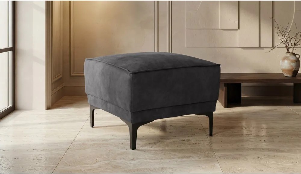 Antracitový taburet z imitácie kože Copenhagen – Scandic