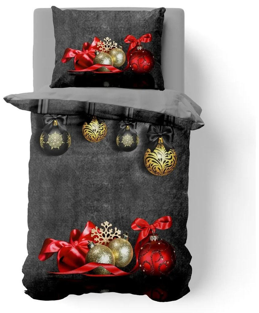 Kvalitex Bavlnené obliečky Vianočné ozdoby 3D, 140 x 200 cm, 70 x 90 cm