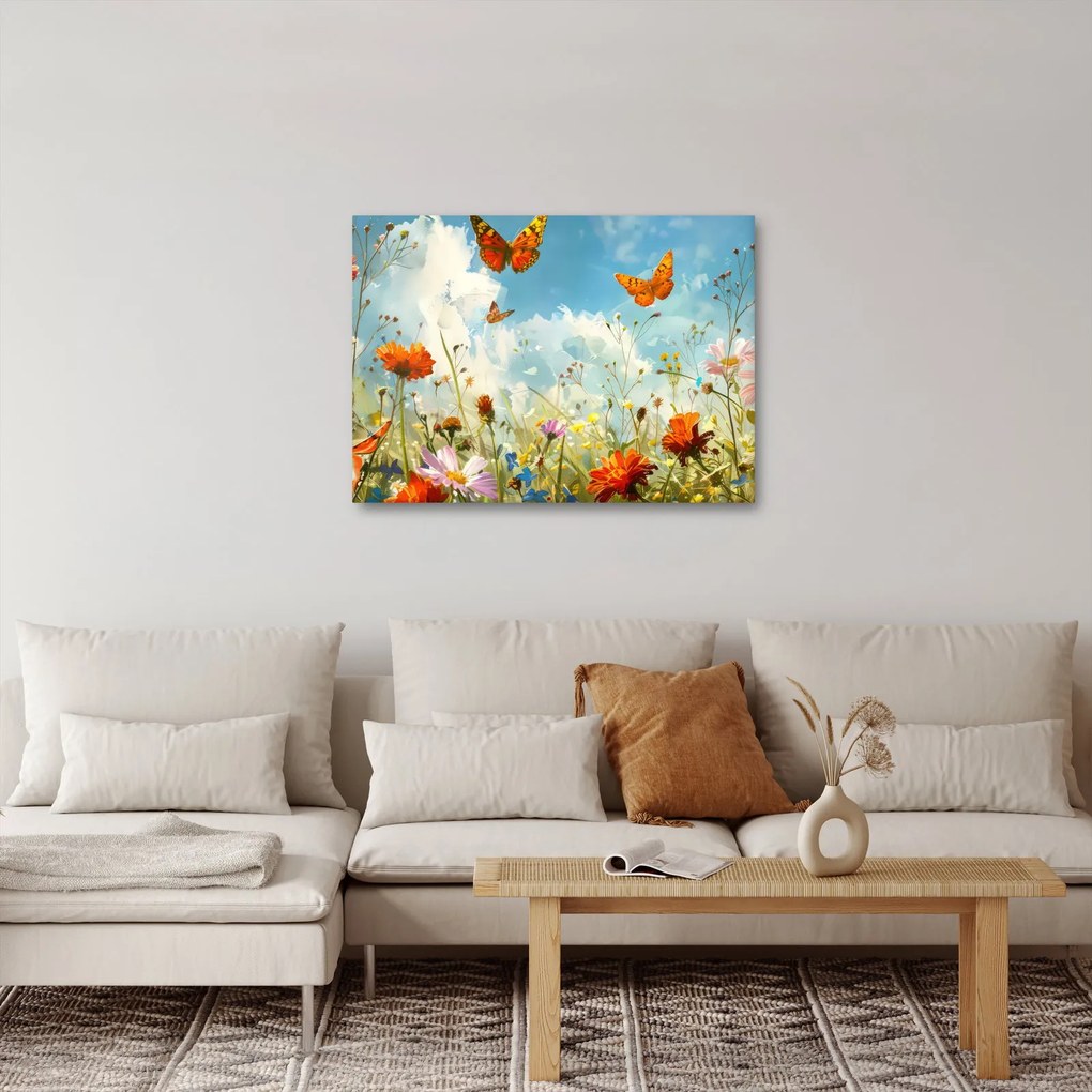 Obraz - Motýle na letnej lúke (70x50 cm)