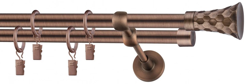Dekorstudio Garniža dvojradová SFERIC medená 19mm Dĺžka: 140cm, Typ príslušenstva: Bez príslušenstva