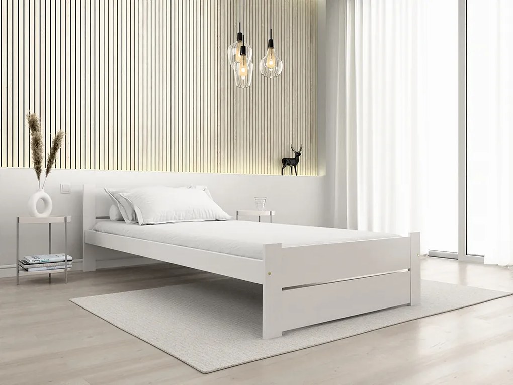 Posteľ IKAROS DOUBLE 90 x 200 cm, biela Rošt: S lamelovým roštom, Matrac: Matrace Sommera 18 cm