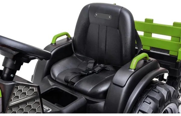 Elektrický traktor s vozíkom 2x30W/7000 mAh čierna/zelená + DO
