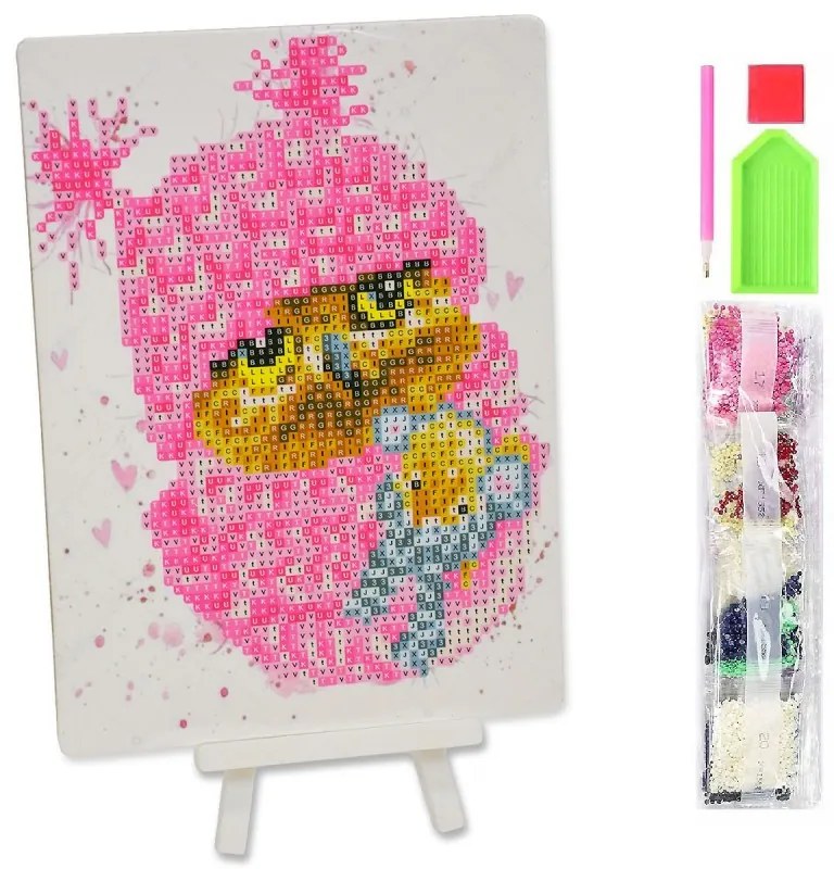 NO-1007230 NORIMPEX Mini diamantová mozaika - pevná - Ružová sovička