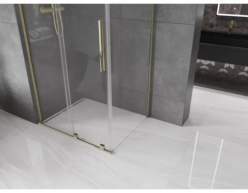 Mexen Velar L, sprchový kút s posuvnými dverami 110 x 90 cm, 8mm číre sklo, zlatá lesklá, 871-110-090-03-50