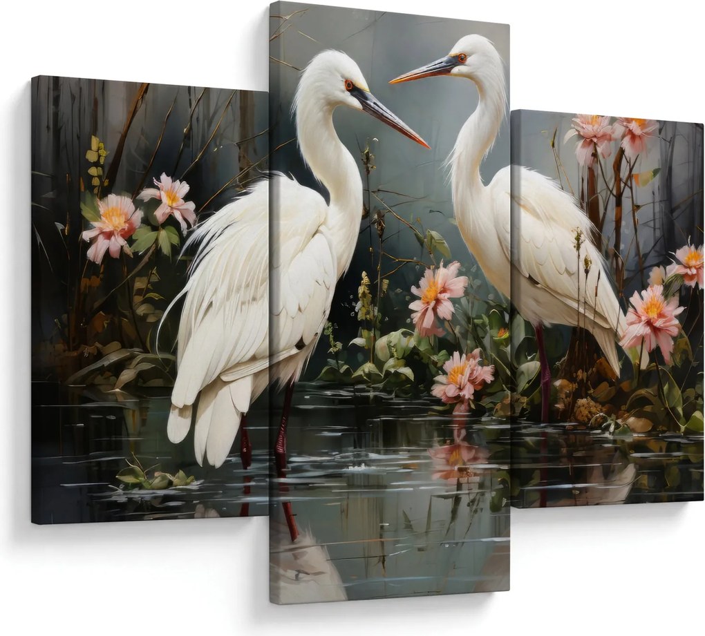 Obraz - Žeriavy biely (90x60 cm)
