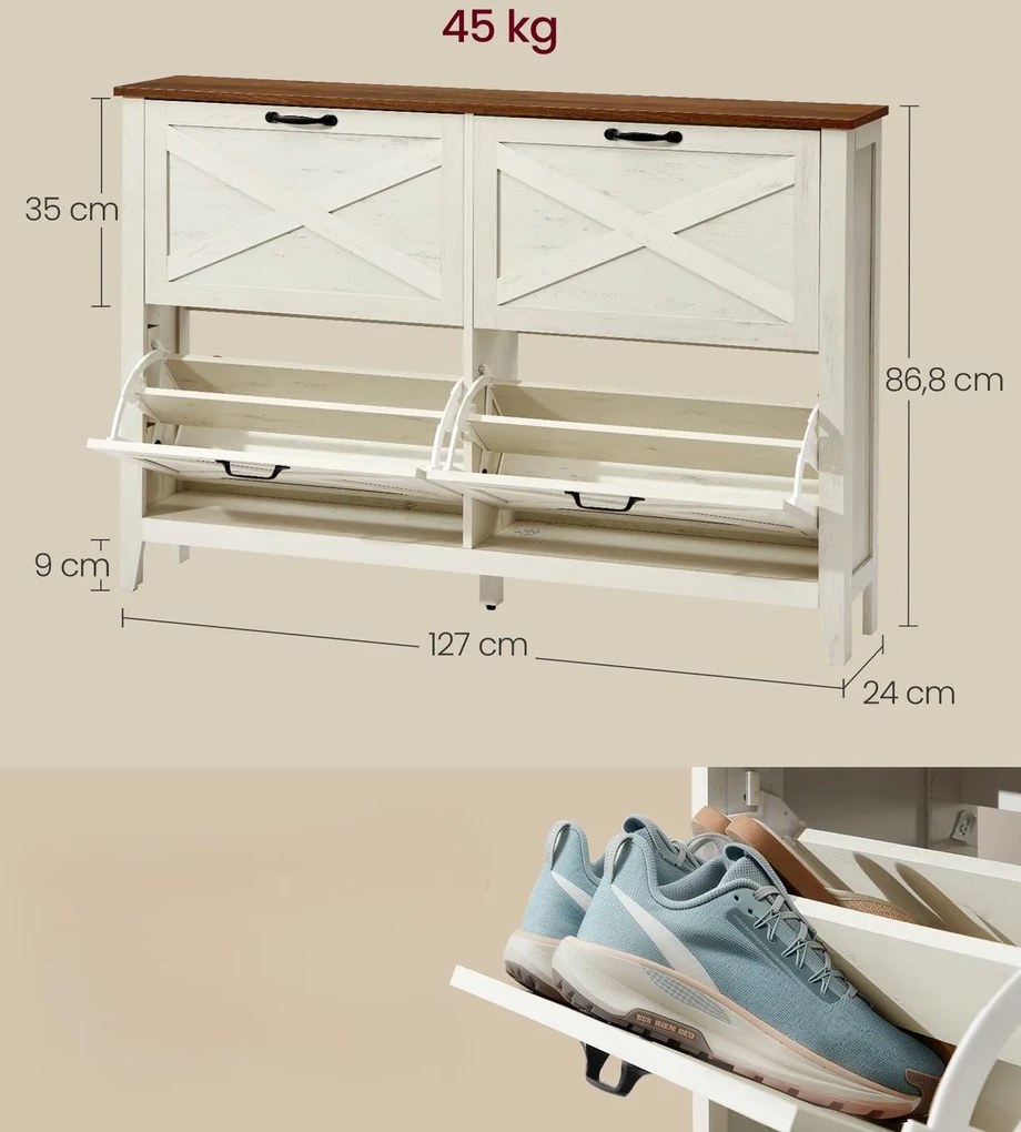Botník Trina 127 cm krémový/hnědý