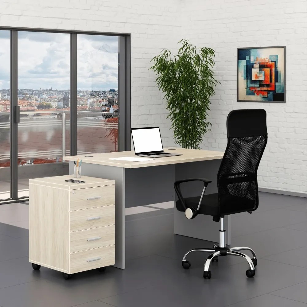 Zostava kancelárskeho nábytku SimpleOffice 1, 120 cm, dub svetlý / sivá