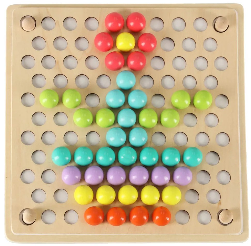 KIK Vzdelávacie Montessori korálkové mozaiky 77 dielov – drevené guličkové puzzle pre deti