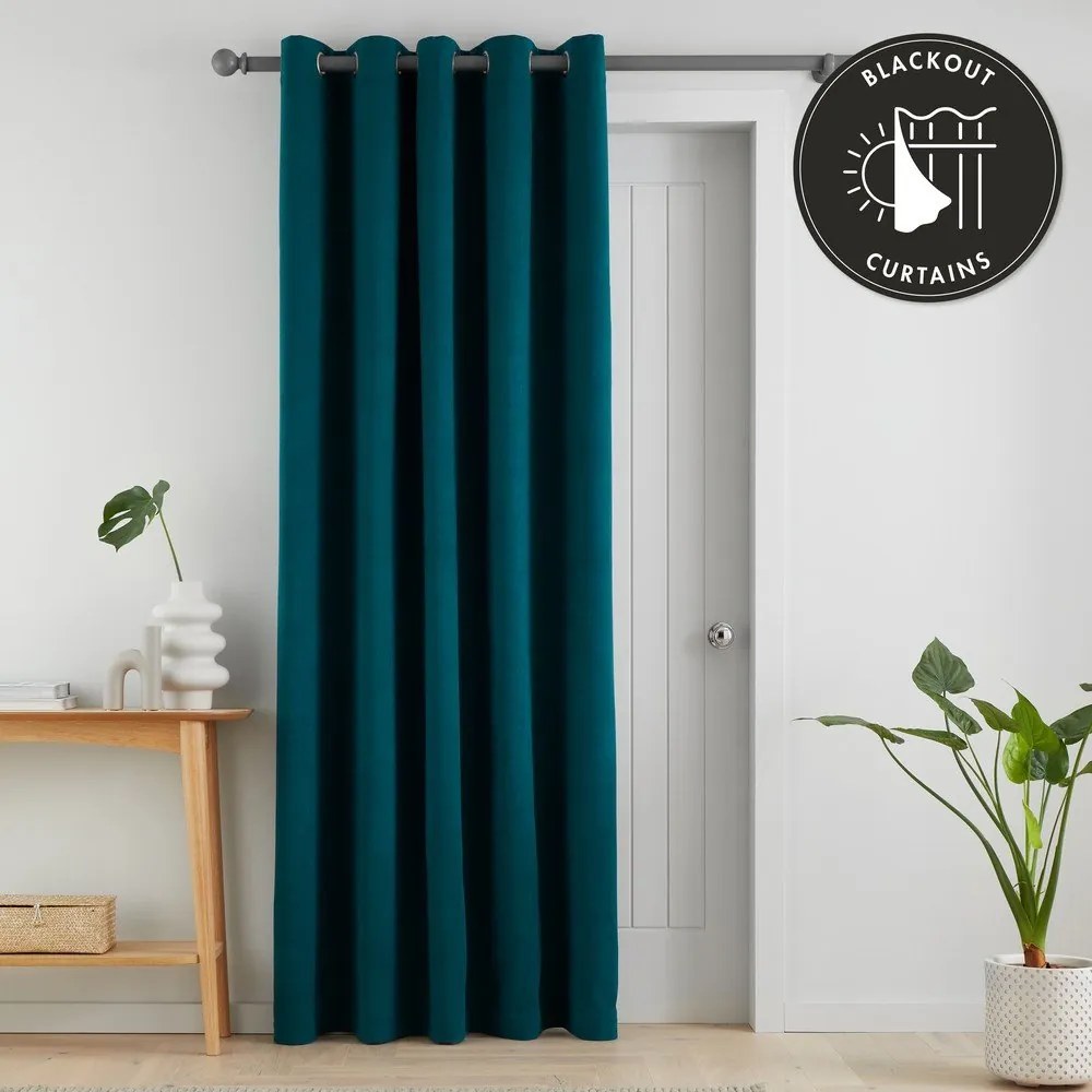 Tyrkysovomodrý zatemňovací záves do dverí 117x213 cm Wilson – Catherine Lansfield