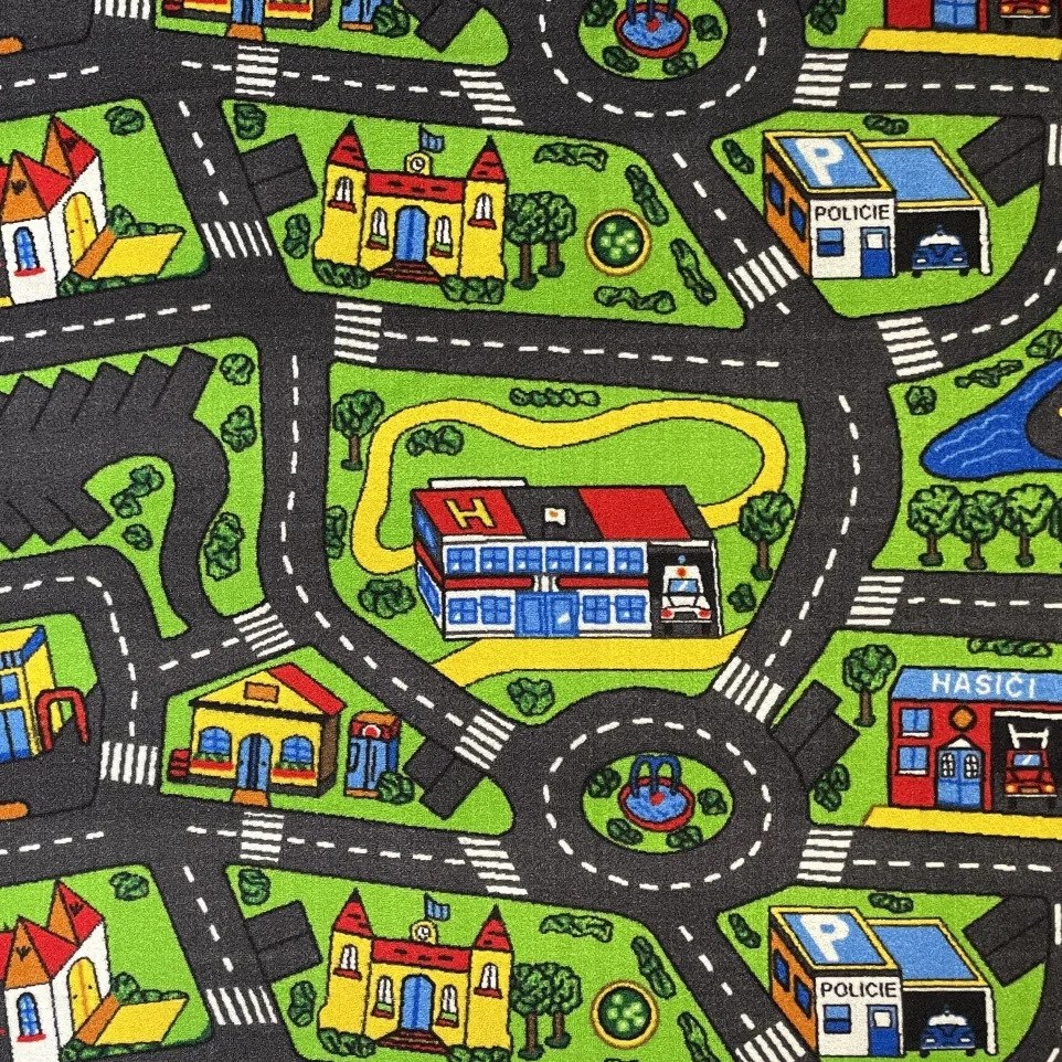 Vopi, POŠKODENÝ: 300x220 cm Detský kusový koberec City life - neúčtujeme odrezky z rolky - obšitý zo všetkých strán, na mieru, šíře, viacfarebná, filc, detská izba