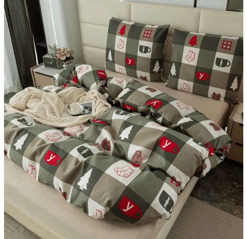 Flanelové obliečky z mikrovlákna CHRISTMAS SOCKS zelené Rozmer obliečky: 2 ks 70 x 90 cm | 200 x 220 cm