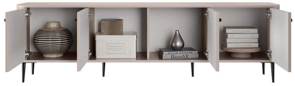 TV stolík Vespera 4D 187 cm - kašmírová / čierne nožičky