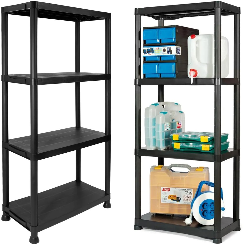 Dílenský plastový regál se 4 policemi IRVING černý