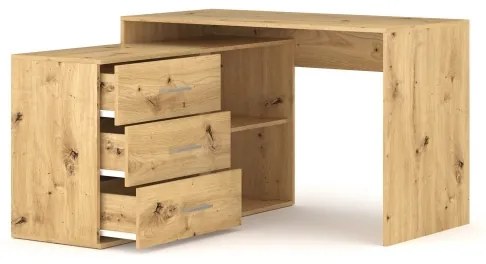 Písací stôl so zásuvkami a univerzálnym rohom P/L JULES dub artisan