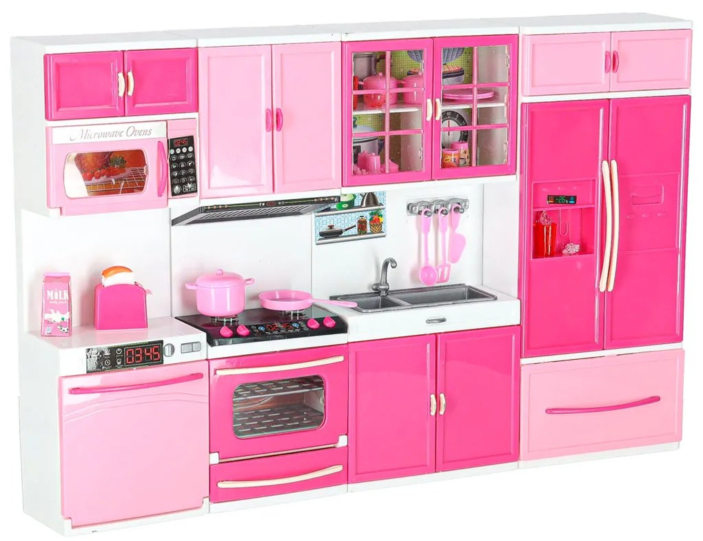KIK Kuchynka s nábytkom pre bábiky LED zvuky