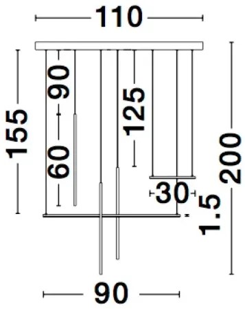 LED luster Elettra 110 čierne