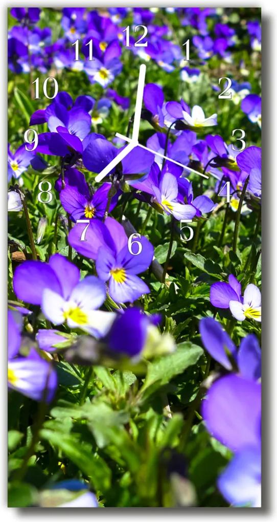 Sklenené hodiny vertikálne  Kvety farebné Primrose
