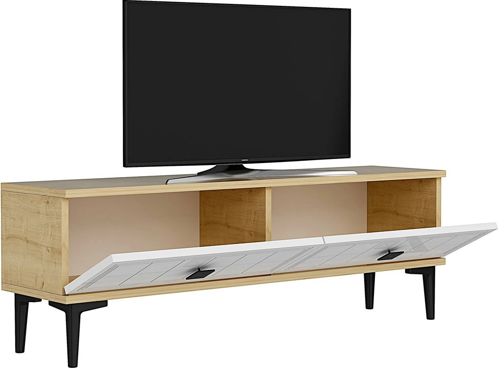 TV stolík/skrinka Yutta (dub + biela). Akcia -19%. Vlastná spoľahlivá doprava až k Vám domov. 1144960