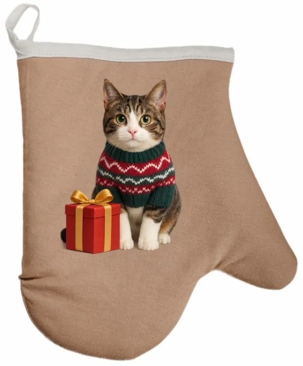 Vianočná kuchynská rukavica Meow EMI, sivá