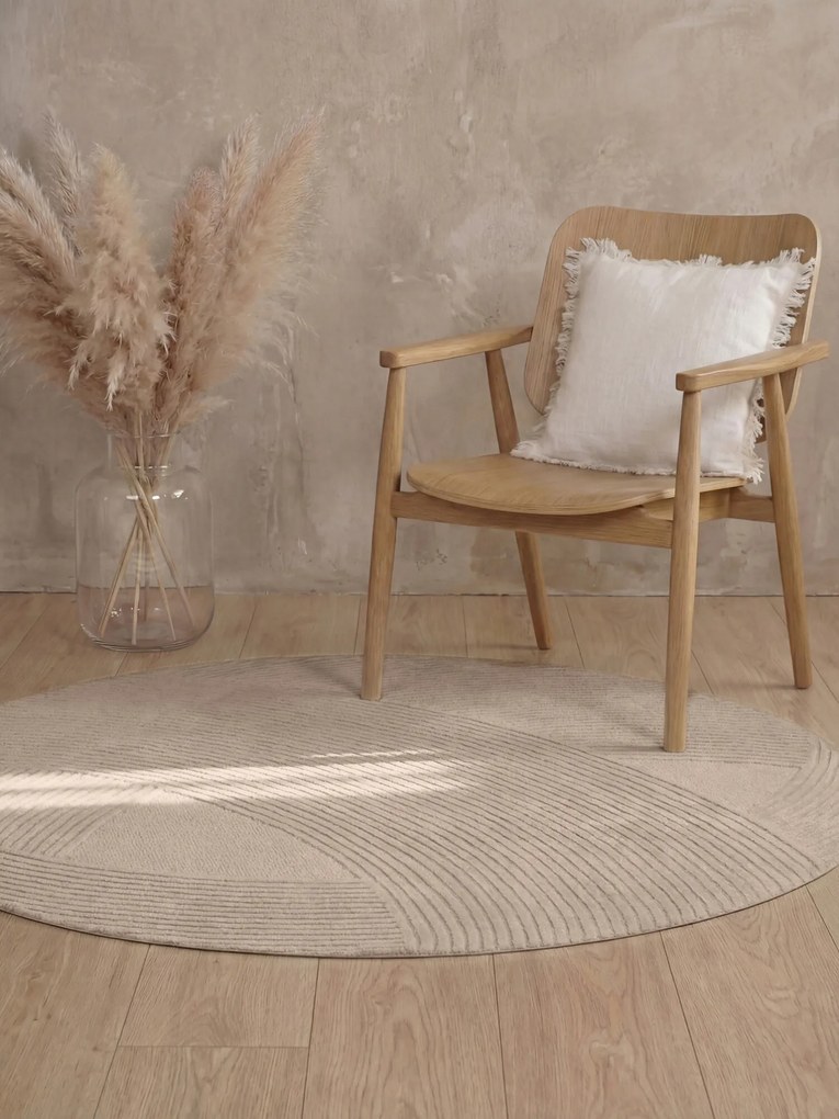 Ted Baker, Kusový koberec Ted Baker Kensington 106400 Beige kruh, 200x200 (priemer) kruh, béžová, kancelária