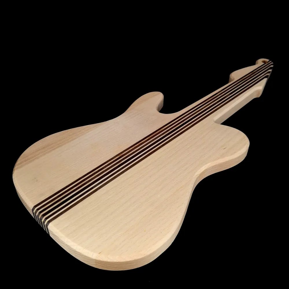 AMADEA Drevená doštička v tvare gitary, masívne drevo, 45x20x2 cm