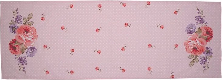 Ružový bavlnený behúň na stôl s ružami Dotty Rose - 50*140 cm