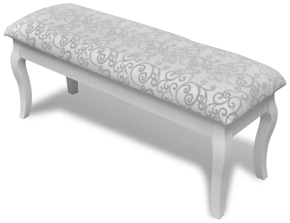 vidaXL Čalúnená lavica k toaletnému stolíku, 2-miestna, biela 110 cm