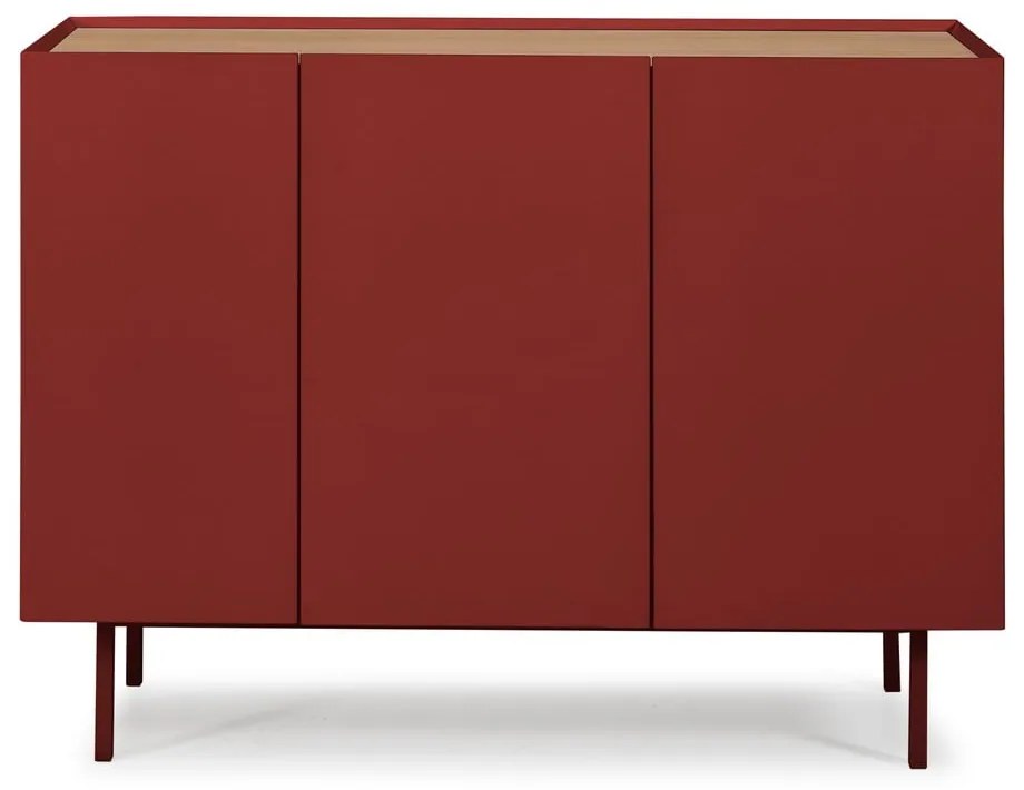 Červená nízka komoda v dekore duba 110x85 cm Arista – Teulat