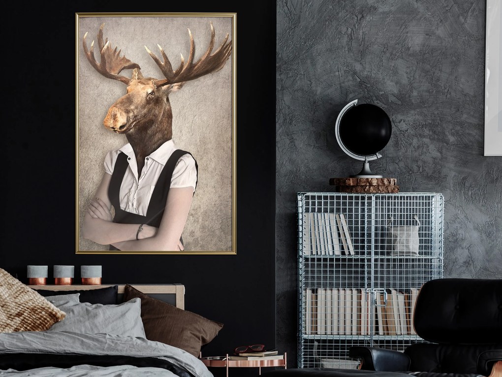 Artgeist Plagát - Brainy Moose [Poster] Veľkosť: 30x45, Verzia: Čierny rám