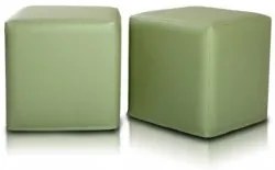 Sedací vak taburetka block kocka zelená olivová ekokoža TiaHome