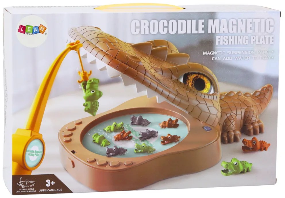 LEAN TOYS Hra Lov krokodílov - magnetický hnedý krokodíl