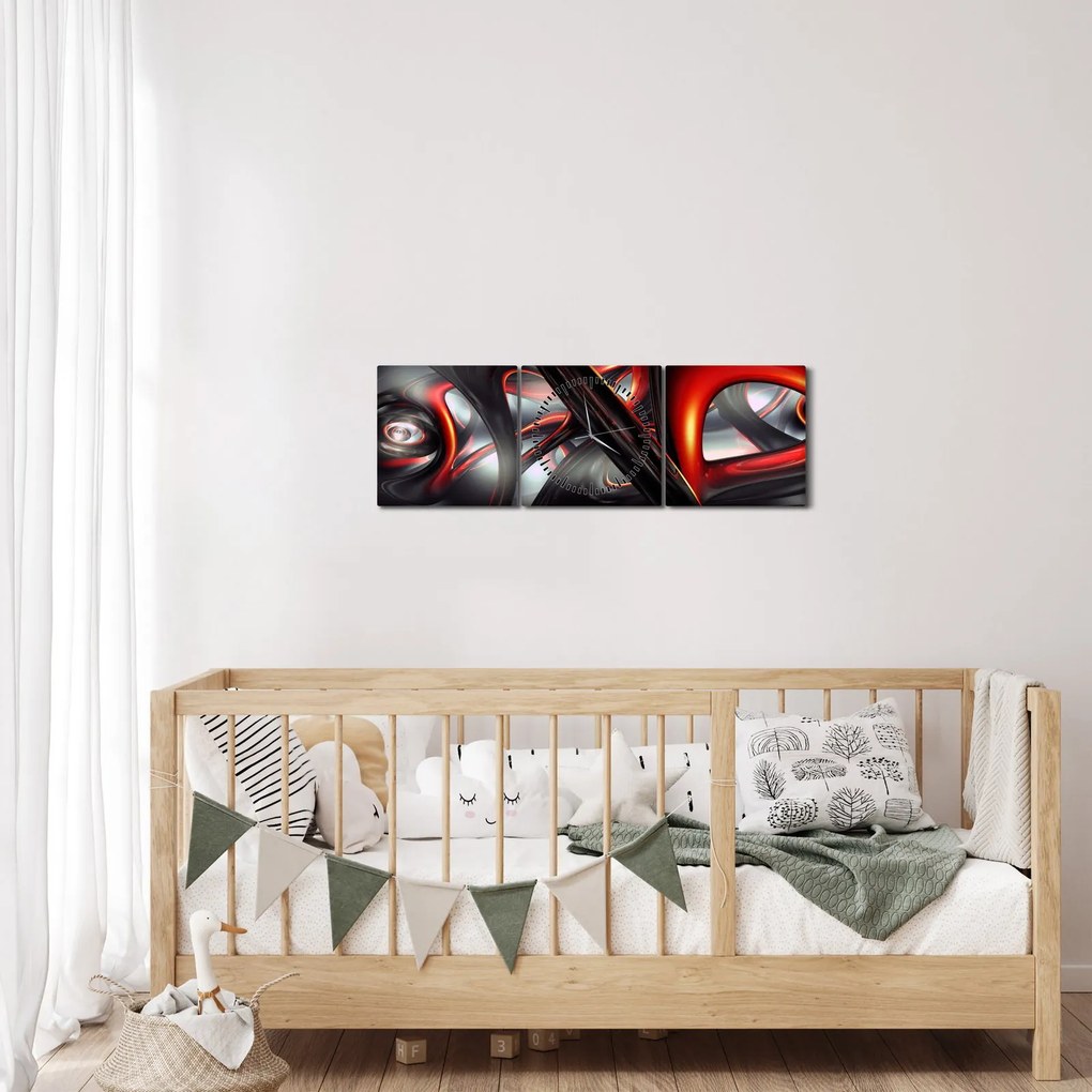 Obraz abstrakcie (s hodinami) (90x30 cm)