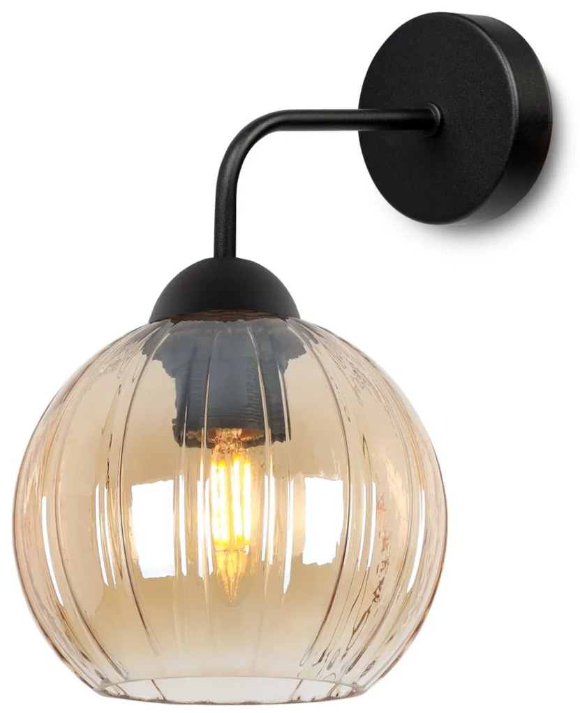 Nástenné svietidlo Costa, 1x medové sklenené tienidlo, b